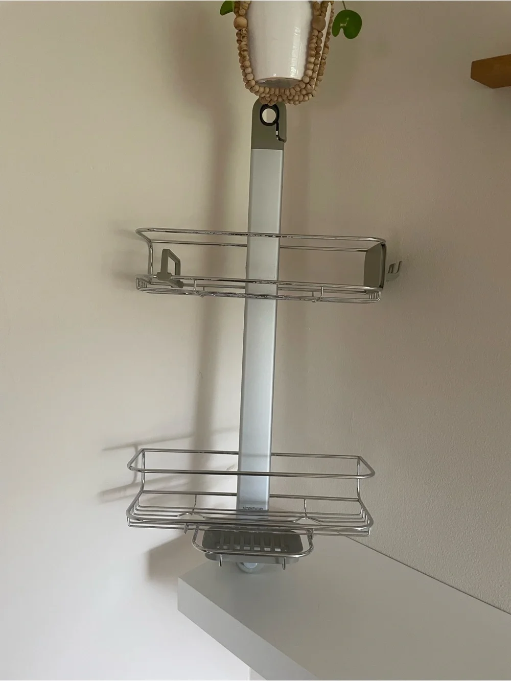 Simplehuman Silver and Gray Two-Tier Adjustable Shower Caddy